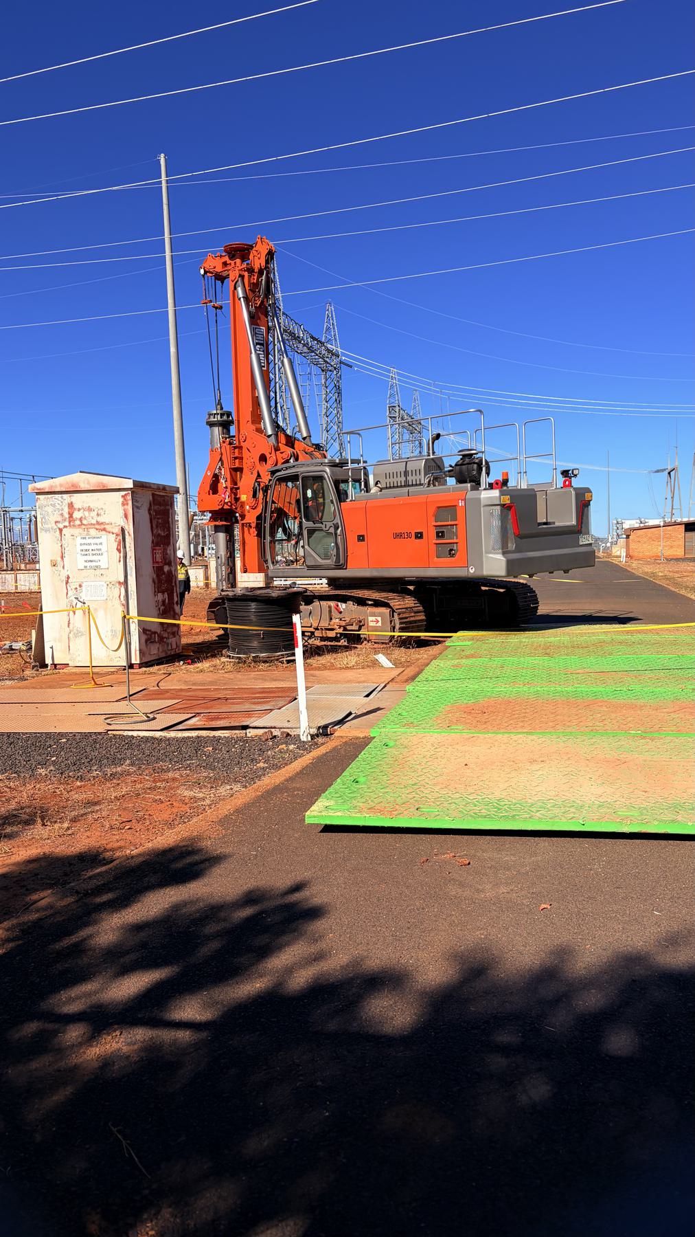 Piling rig operating beside live electrical infrastructure